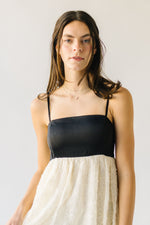 The Jamison Textured Tank Dress in Black + Cream