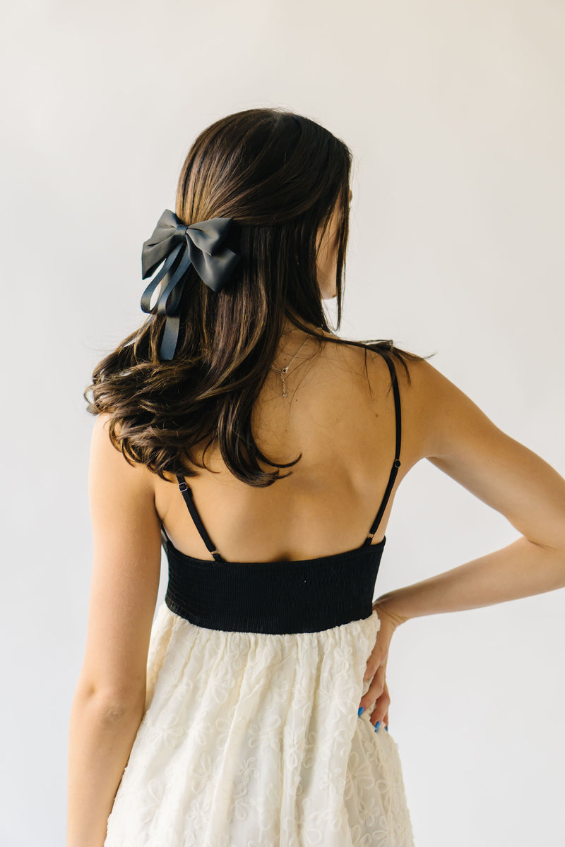 The Jamison Textured Tank Dress in Black + Cream