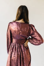 The Siggard Metallic Midi Dress in Deep Rose