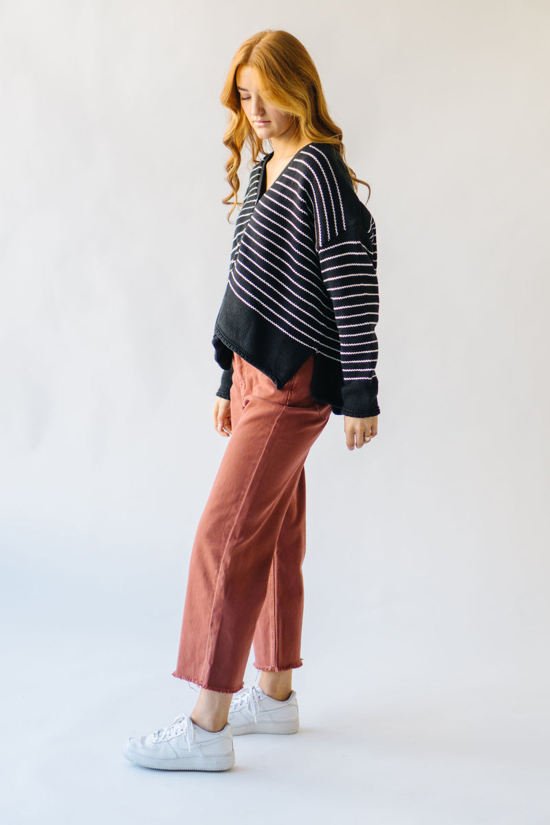 The Trudie Striped Cardigan in Black