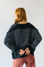 The Trudie Striped Cardigan in Black