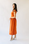 The Stansberry Mock Neck Midi Dress in Burnt Orange