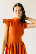 The Stansberry Mock Neck Midi Dress in Burnt Orange