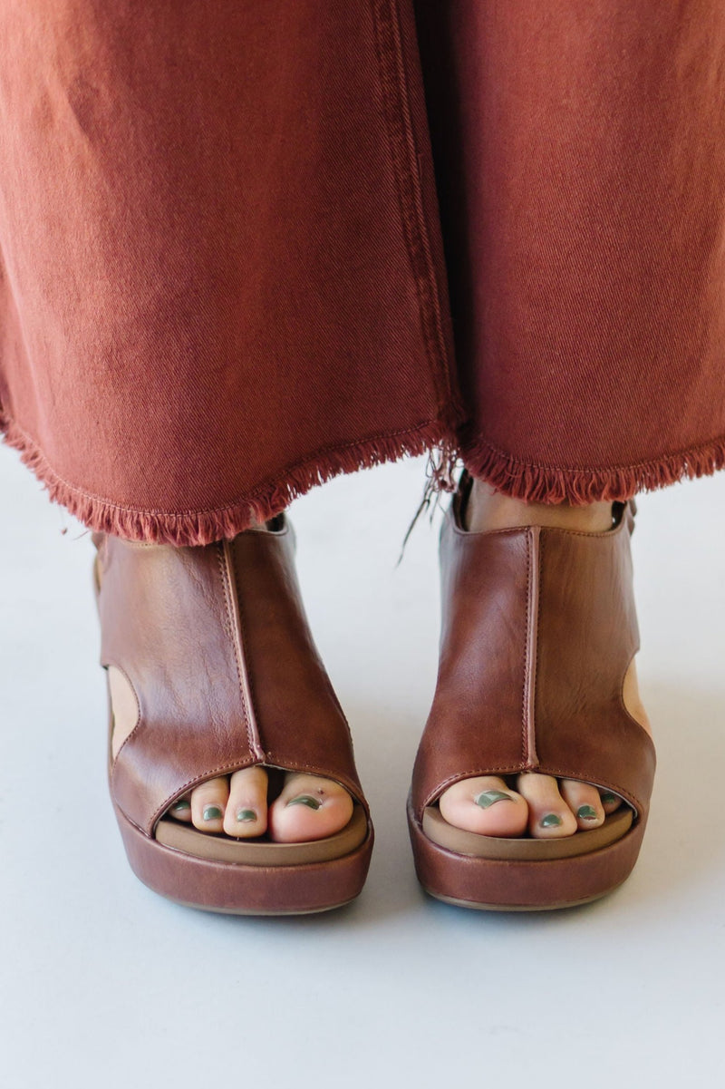 The Carley Wedge Sandal in Bourbon Leather