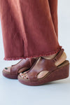 The Carley Wedge Sandal in Bourbon Leather