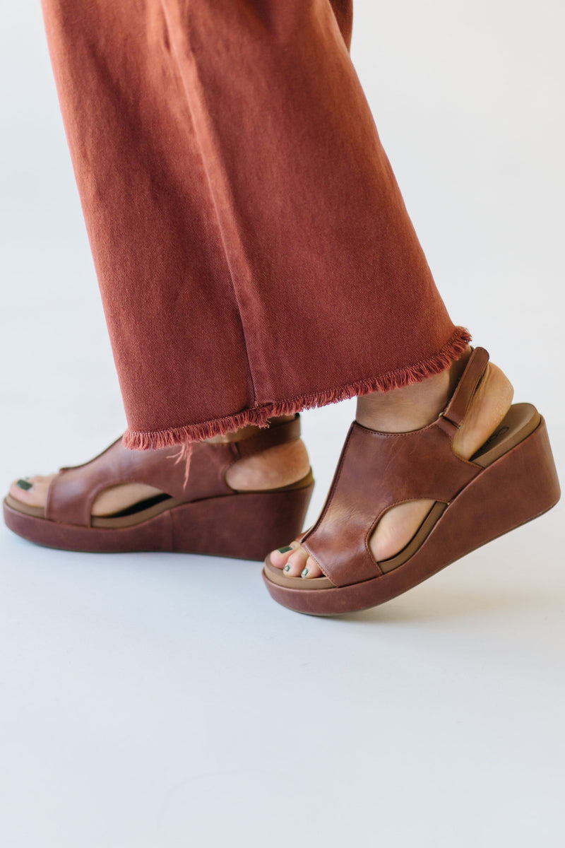 The Carley Wedge Sandal in Bourbon Leather