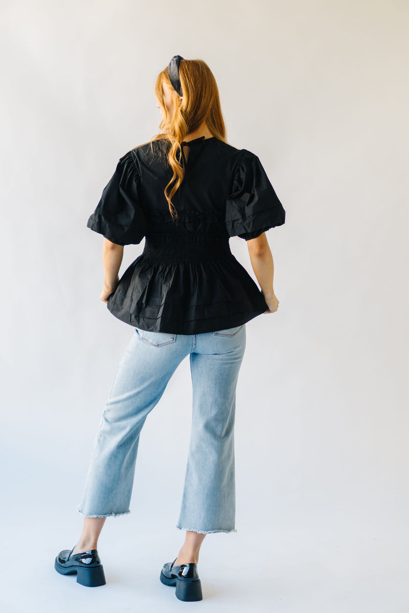 The Tidwell Smocked Blouse in Black