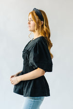 The Tidwell Smocked Blouse in Black