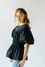 The Tidwell Smocked Blouse in Black