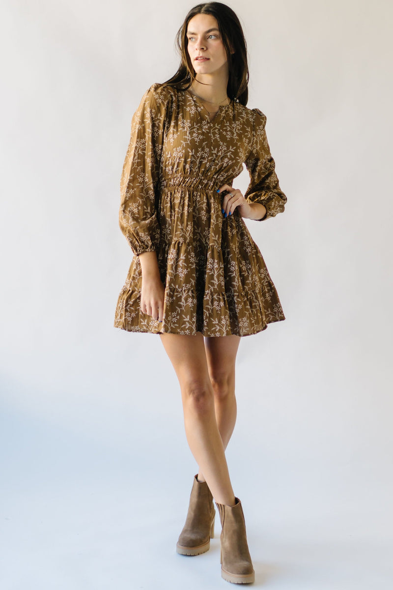 The Castrop Embroidered Dress in Brown