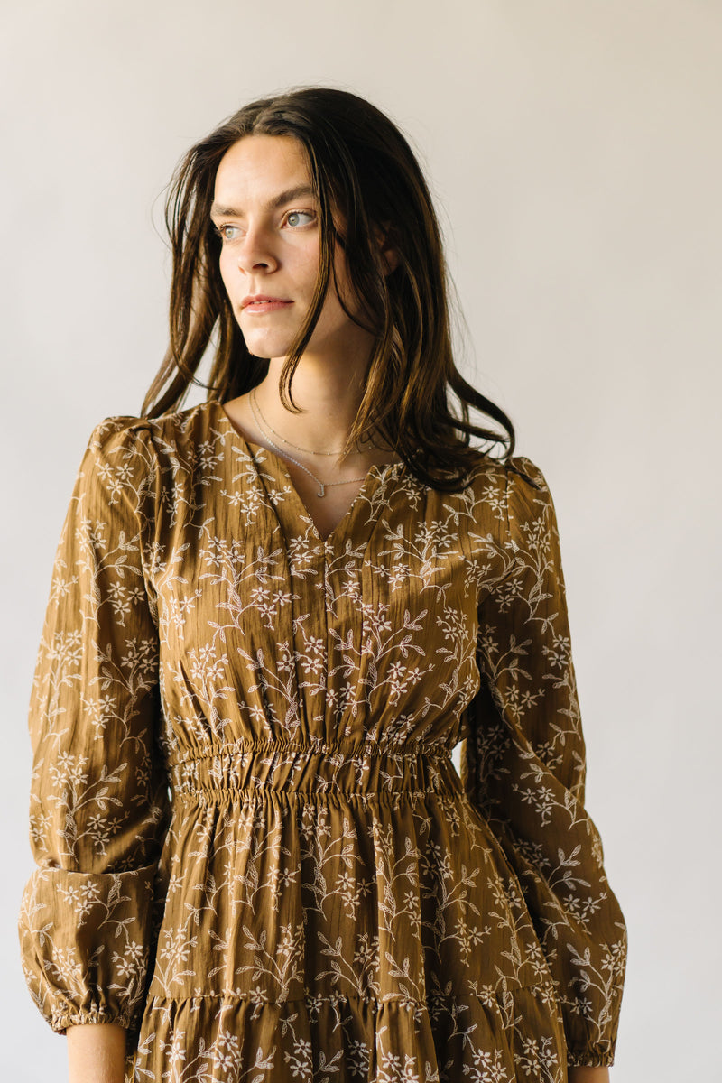 The Castrop Embroidered Dress in Brown