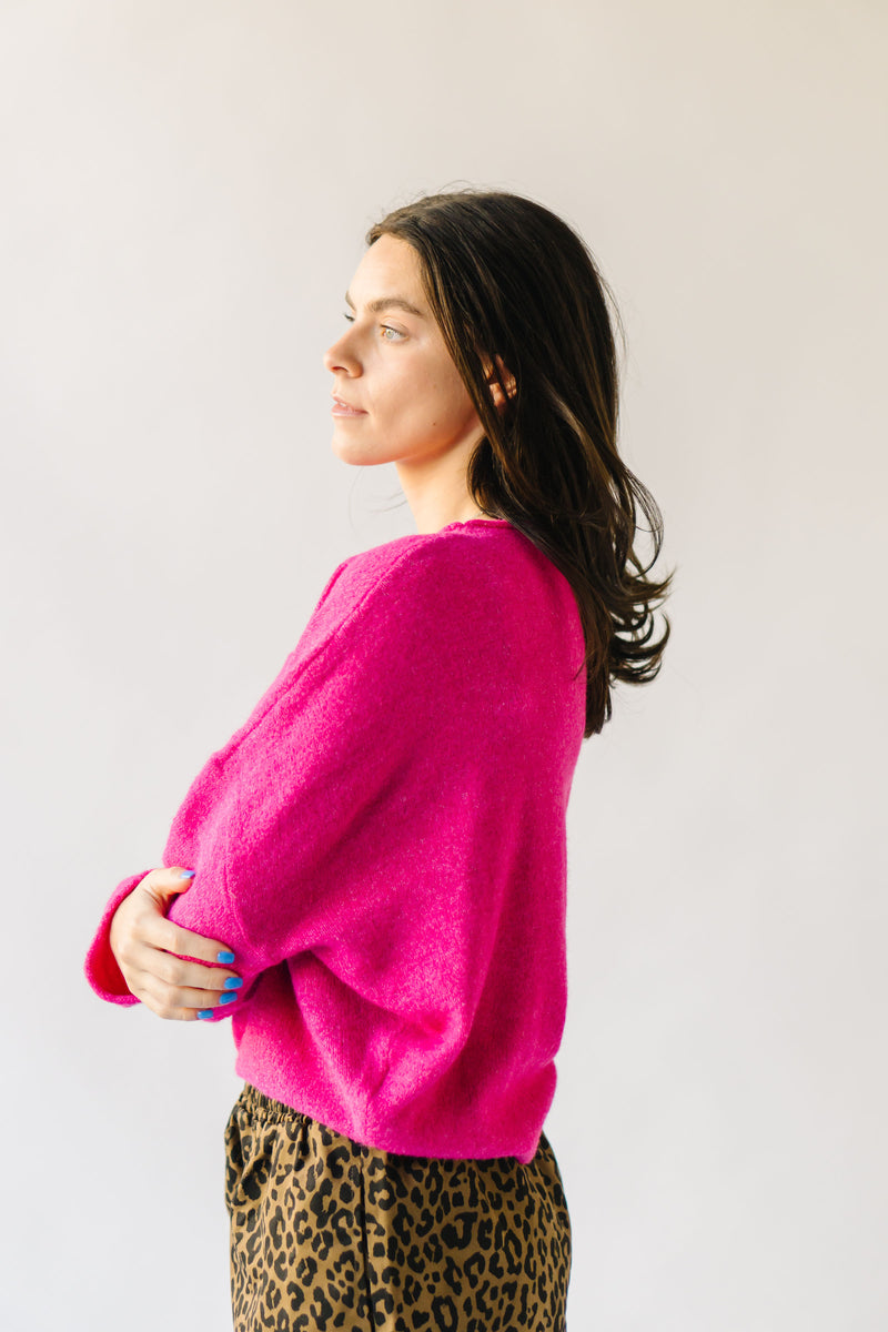 The Riggs Button-Down Sweater in Fuchsia