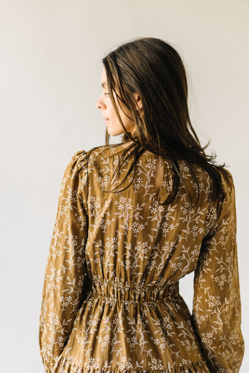 The Castrop Embroidered Dress in Brown