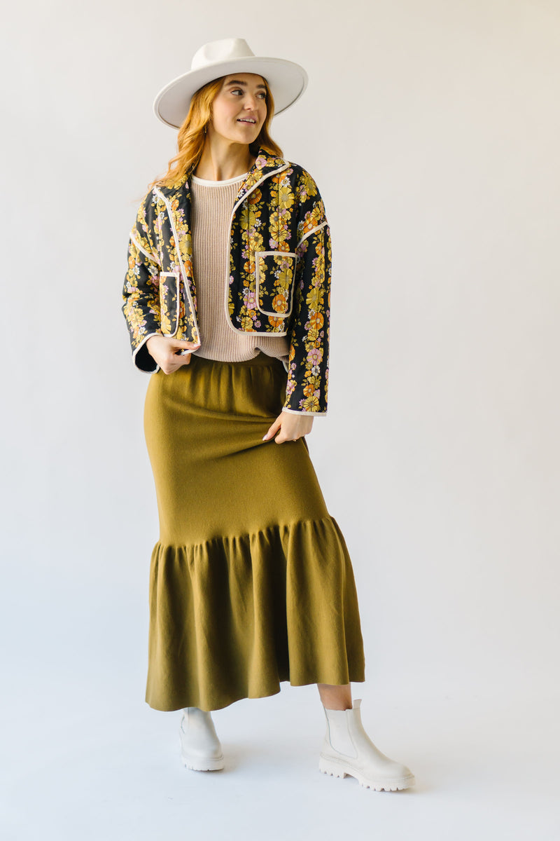 The Rivault Knit Maxi Skirt in Moss