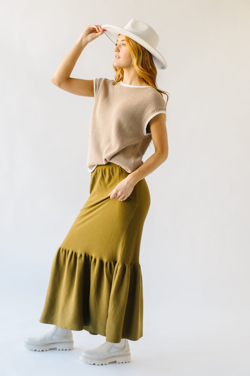 The Rivault Knit Maxi Skirt in Moss