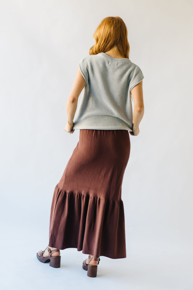 The Rivault Knit Maxi Skirt in Brown