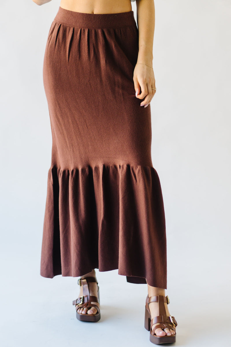 The Rivault Knit Maxi Skirt in Brown