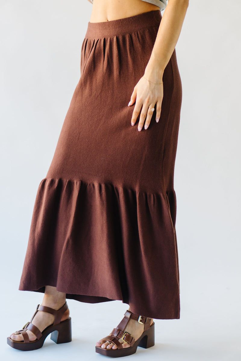 The Rivault Knit Maxi Skirt in Brown