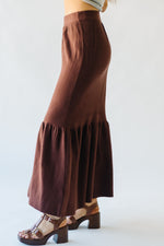 The Rivault Knit Maxi Skirt in Brown