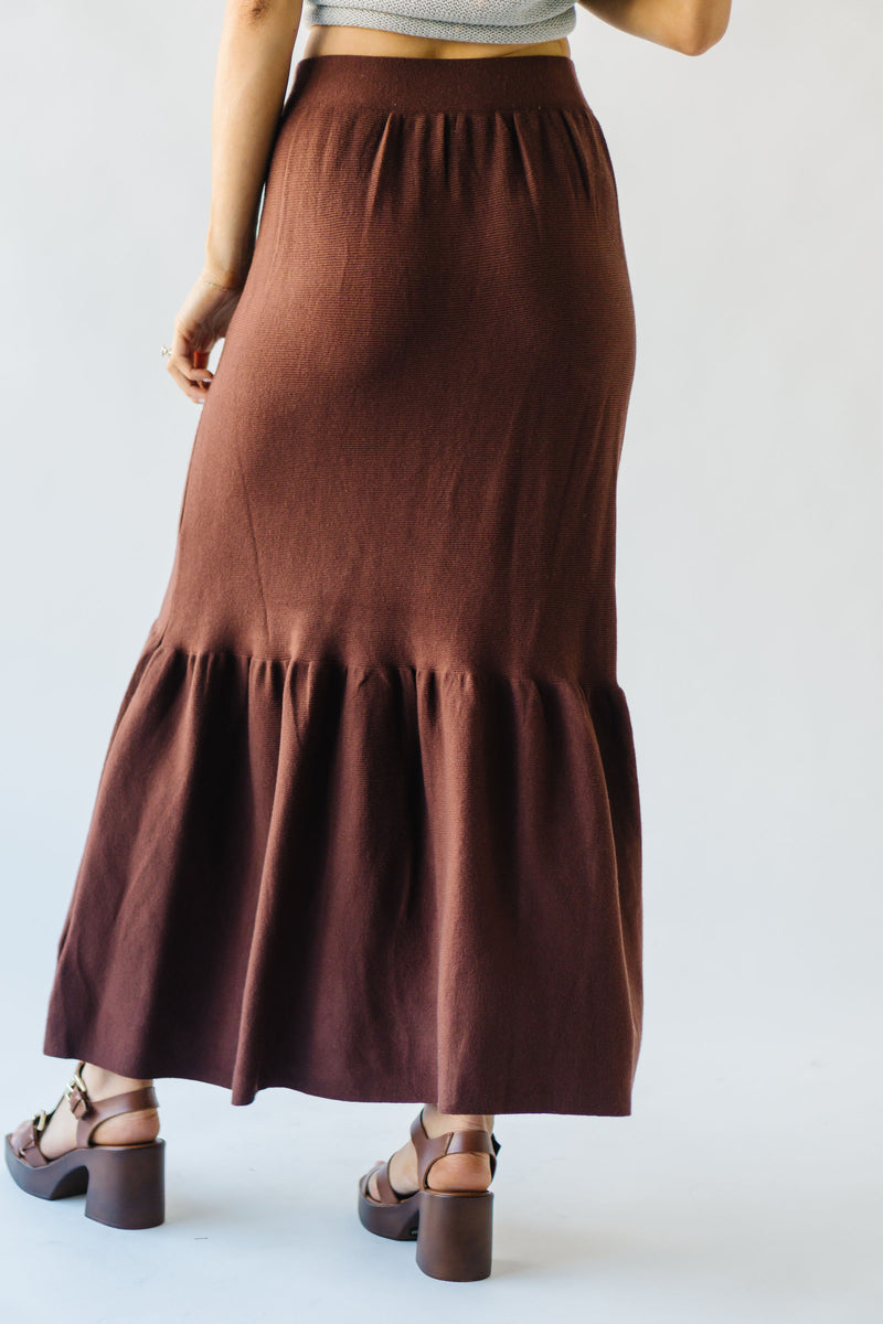 The Rivault Knit Maxi Skirt in Brown