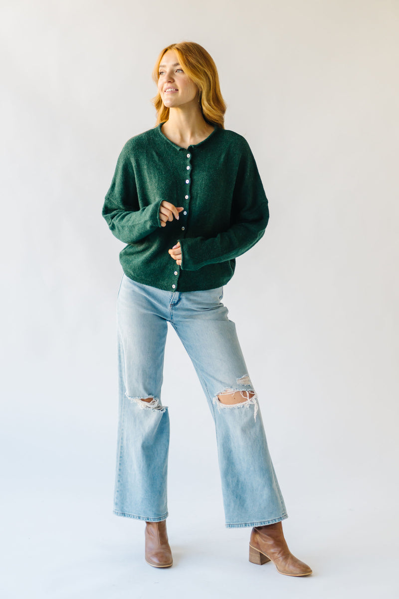 The Riggs Button-Down Sweater in Forest Green