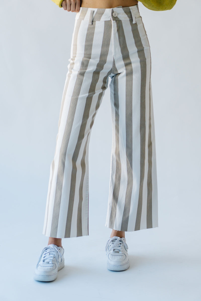 The Petersen Striped Pant in Beige + Cream