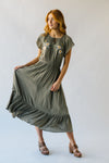 The Ratliff Flutter Sleeve Midi Dress in Olive