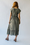 The Ratliff Flutter Sleeve Midi Dress in Olive