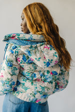 The Branford Floral Puffer Coat in Blue