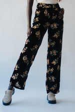 The Wingate Floral Trousers in Black Velvet