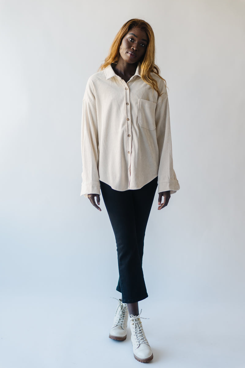 The Marengo Corduroy Shacket in Sand