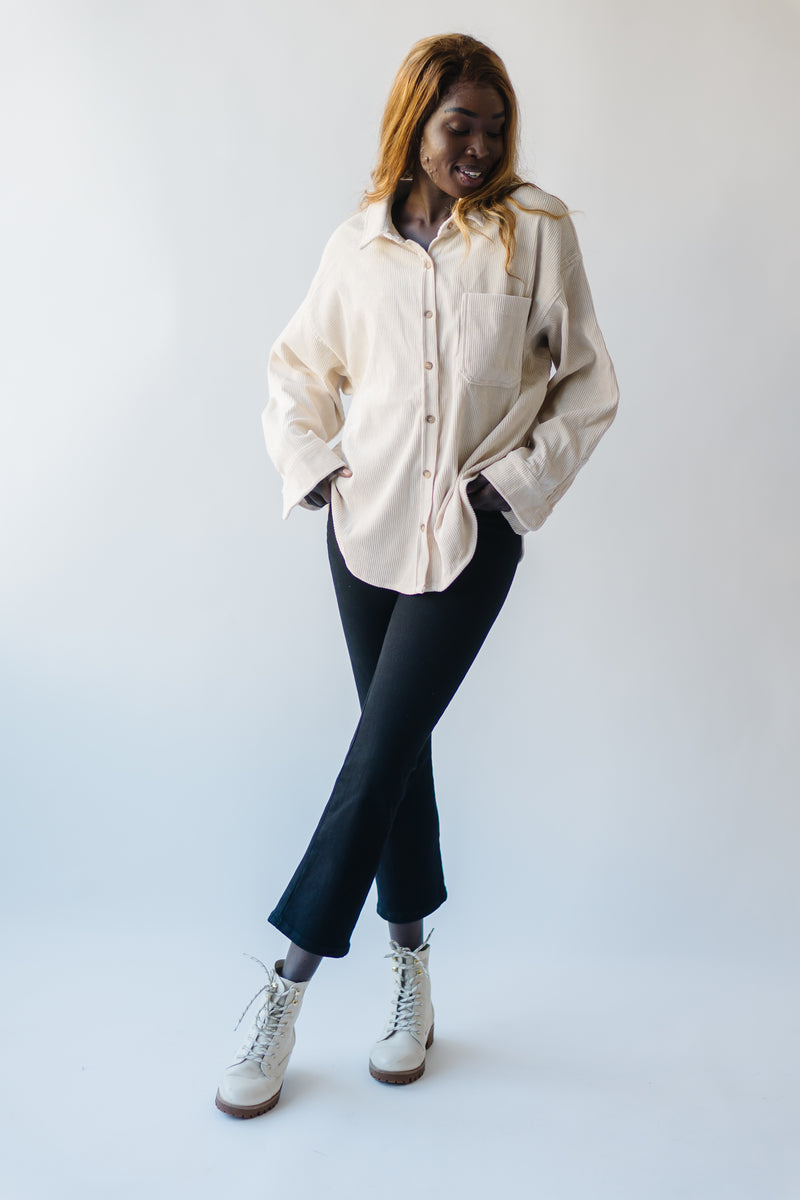 The Marengo Corduroy Shacket in Sand