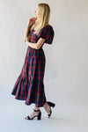 The Rustand Plaid Midi Dress in Red Multi