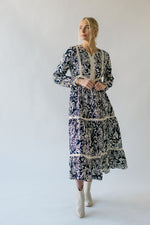 The Guilford Patterned Midi Dress in Navy Floral