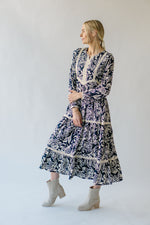 The Guilford Patterned Midi Dress in Navy Floral