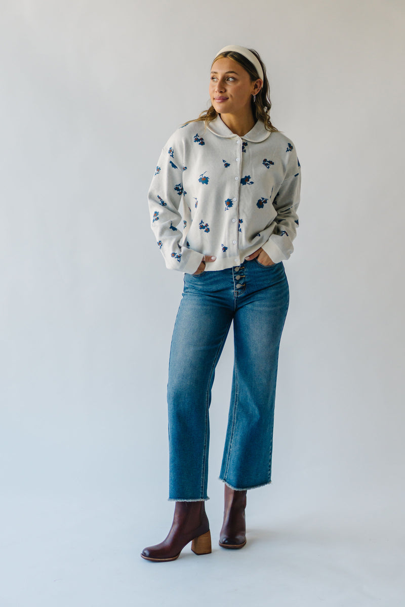 The Bevan Floral Button-Up Sweater in Ivory Combo