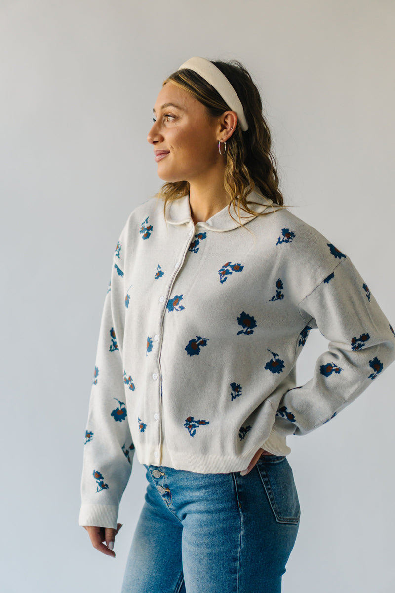 The Bevan Floral Button-Up Sweater in Ivory Combo