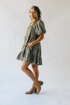 The Tannis Puff Sleeve Gingham Dress in Olive + Ivory