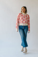 The Delayna Patterned Sweater in Tangerine Tango