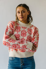 The Delayna Patterned Sweater in Tangerine Tango