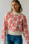 The Delayna Patterned Sweater in Tangerine Tango