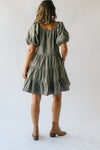 The Tannis Puff Sleeve Gingham Dress in Olive + Ivory