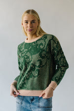 The Zapata Lace Stitch Detail Sweater in Green