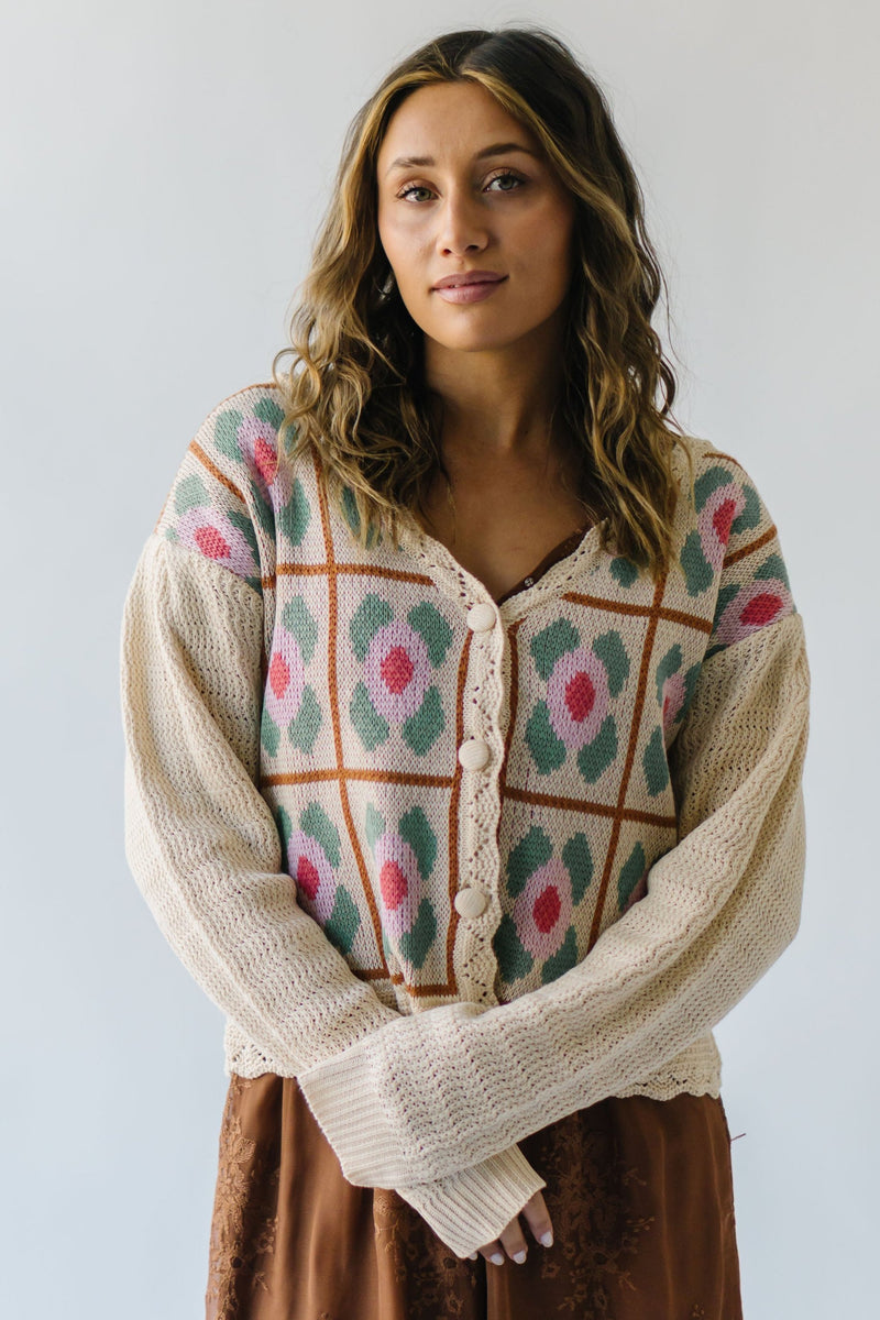 The Kelbie Crochet Cardigan in Oatmeal