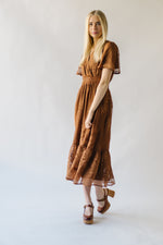 The Glassner Embroidered Chiffon Dress in Brown