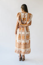 The Komen Patterned Midi Dress in Cream