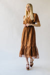 The Glassner Embroidered Chiffon Dress in Brown