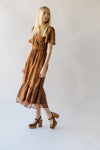 The Glassner Embroidered Chiffon Dress in Brown