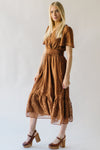 The Glassner Embroidered Chiffon Dress in Brown