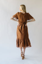 The Glassner Embroidered Chiffon Dress in Brown